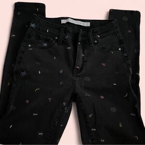 Tinseltown Black Embroidered Skinny Jeans